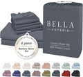 Bella Coterie 6 Piece Luxury Bamboo Viscose California King Size Sheet Set | 100% Organically Grown | Cooling for Hot Sleepers | 18" Deep Pocket | Soft & Hypoallergenic | 4 Pillowcases [Charcoal Grey]