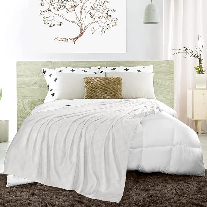 Avalon Bedding 100% Cotton Blankets Queen Size Thermal Blanket (90"x90") - Perfect Cotton Blanket Queen Size for Layering Bed in Any Season - Cotton Blankets for Bed (White)