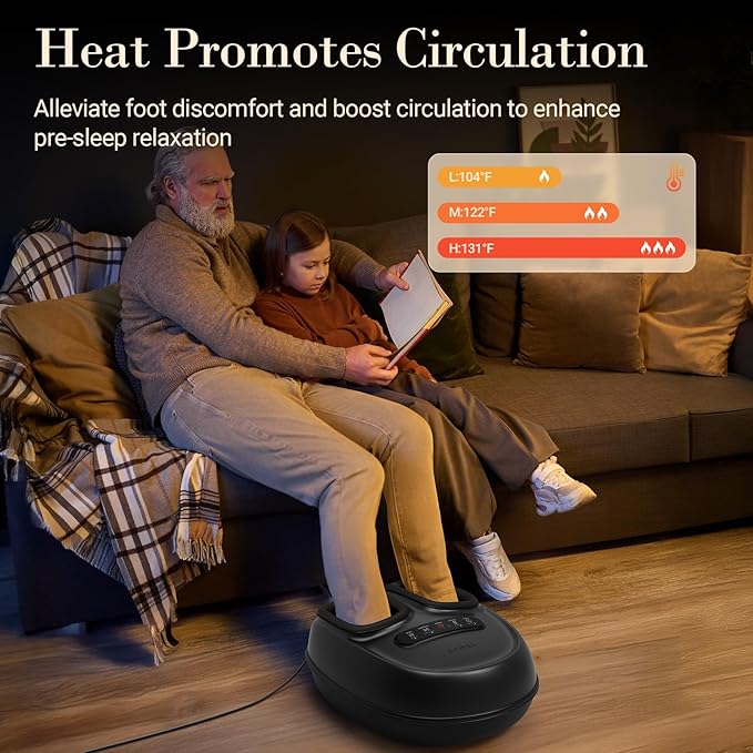Foot Massager with Heat, Shiatsu Feet Massager for Plantar Fasciitis Relief, Adjustable Kneading and Compression Foot Massage Machine for Neuropathy Pain, Fits Up to 13"