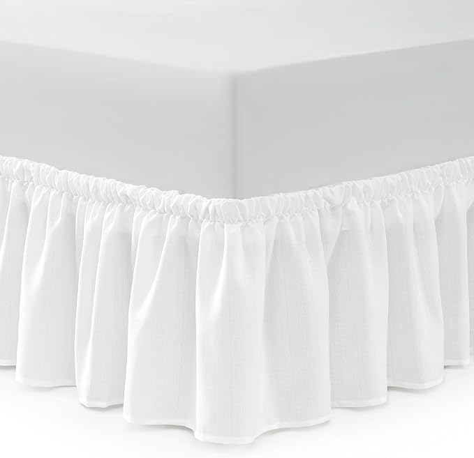 Bed Skirt King/California King Bed Skirt Wrap Around Ruffled Box Spring Cover, Easy Install, Washable 15" Drop Elastic Dust Ruffle by Casual Living, 78-inch x 80-inch, White