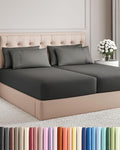 Split King 7 Piece Sheet Set - Cooling & Breathable - Hotel Luxury Bedding, Includes Fitted Sheets for Women, Men, Kids & Teens - 1 Flat, 2 Fitted Sheets, 4 Pillowcases with Deep Pockets - Charcoal