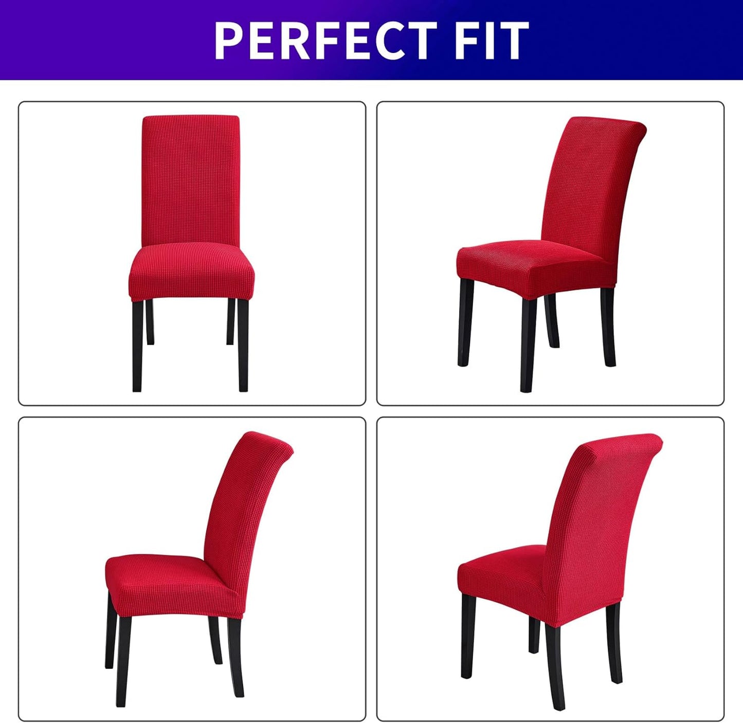 Howhic Stretch Chair Covers for Dining Room Set of 2, Removable Washable Dining Room Chair Covers, Dining Chair Slipcovers Seat Protector, Great for Home Decor and Banquet (Ruby, 4 Pack)