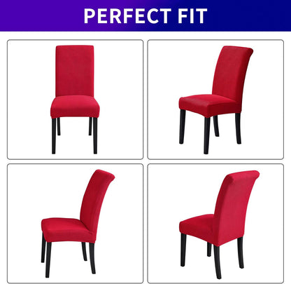 Howhic Stretch Chair Covers for Dining Room Set of 2, Removable Washable Dining Room Chair Covers, Dining Chair Slipcovers Seat Protector, Great for Home Decor and Banquet (Ruby, 2 Pack)
