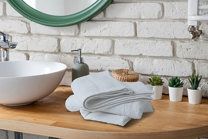Basic Hand Towels 16x26 Inches – Pack of 12 – White Color – Soft and Absorbent Multipurpose Cotton Towels for Bathroom, Spa, Gym, Salon, Hotel, and Everyday Use