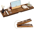 Teak Bathtub Tray Expandable Bathroom Tray for Home Spa Relaxation, Wooden Tray Caddy for Bathtub, Teak Bathtub Caddy as Unique Housewarming, Birthday, Wedding Shower Gifts (Natural Teak)