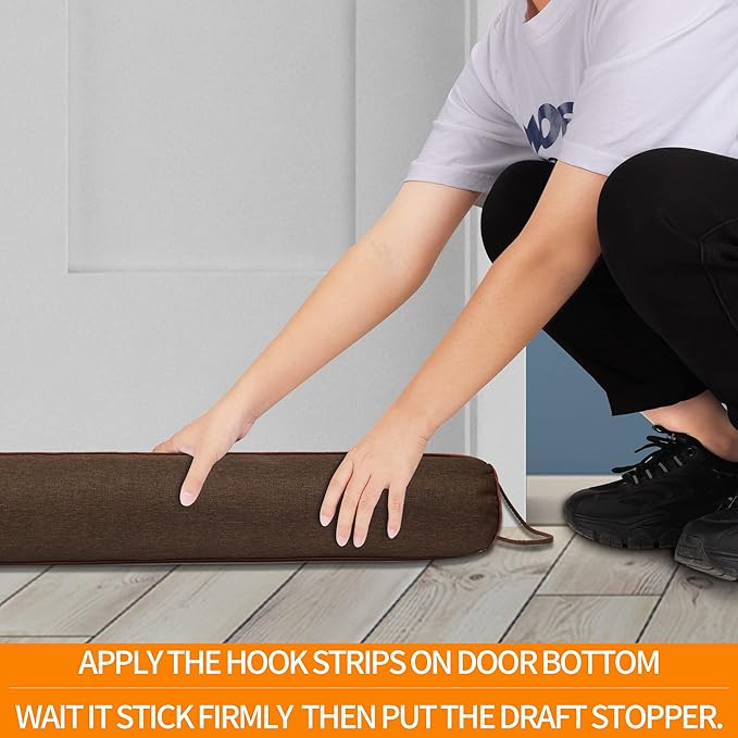 TORRAMI 30" Door Draft Stopper Under Bottom Insulation Noise Air Stopper 2.09LB,Sound Proof Draft Guard Seal for Doors and Windows - Triangle Coffee