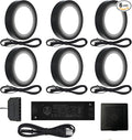 VST Under Cabinet Lighting Plug in with Wired Touch Dimmer Switch,Recessed or Surface Mount Design,Warm White 3000K 12V 2W(12W Total, 60W Equivalent),6 Pack Black Puck Lights Fixtures