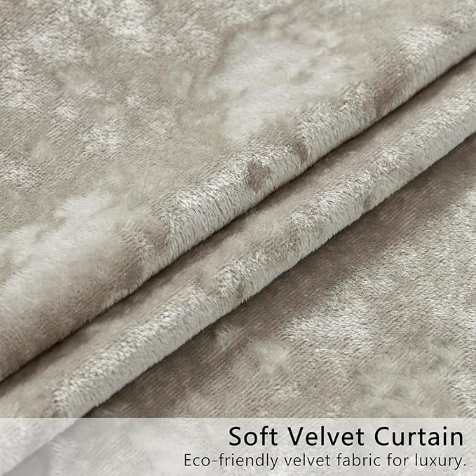 SMILETIME Ivory White Crushed Velvet Curtains 52x84 inch Luxurious Thermal Insulated Soundproof Drapes for Living Room Bedroom Office Soft and Durable Light-Filtering Window Treatments, 2 Panels
