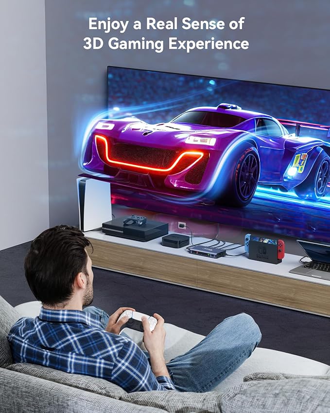 HDMI Switch 5 in 1 Out 4K@60Hz, GANA HDMI Splitter Switcher with Remote, Aluminum HDMI 2.0 Switch Box Hub for 3D, HDCP2.2, HDR, Compatible with Xbox, PS5/4/3,Fire Stick,Roku,Blu-Ray Player, Blue