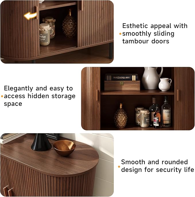 ONBRILL 40" Sideboard Buffet Cabinet with Storage, Storage Cabinet with Sliding Door & Adjustable Shelf, Modern Accent Coffee Bar Console Table for Kitchen, Entryway, Walnut