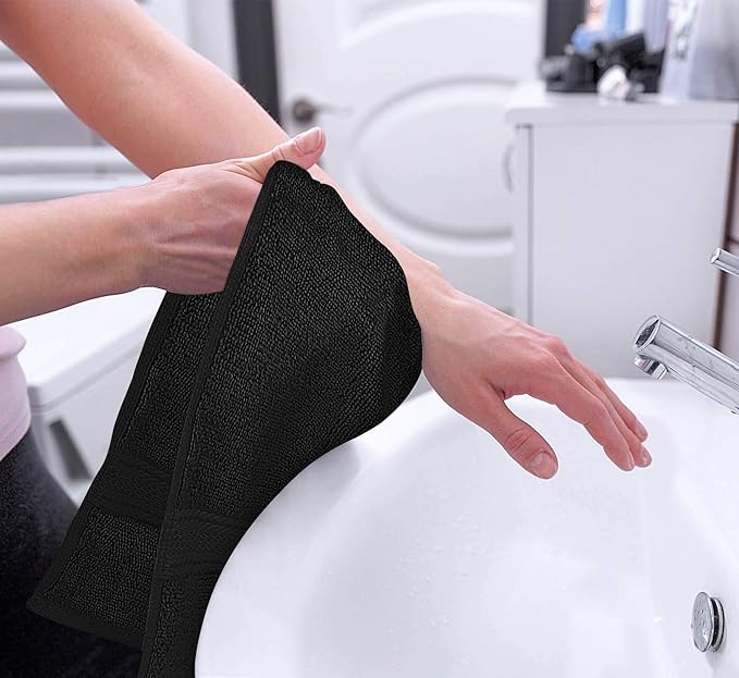 Utopia Towels 6 Pack Premium Hand Towels Set, 16 by 28 inches, 100% Ring Spun Cotton, Ultra Soft and Highly Absorbent 600GSM Towels for Bathroom, Gym, Shower, Hotel, and Spa, Black