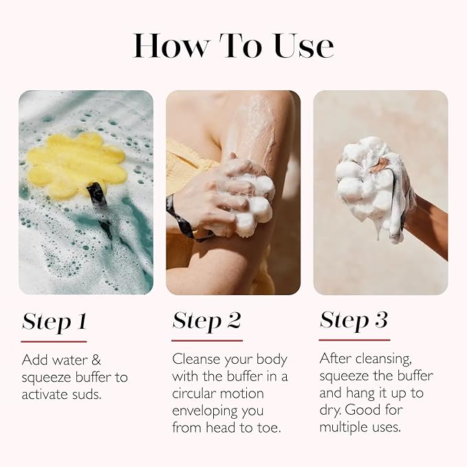 Spongelle Beach Grass Wild Flower Buffer Body Scrubber | Bath & Shower Loofah for Women | Exfoliator with Body Wash Infused Sponge | 14+ uses