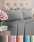 Twin 4 Piece Sheet Set - Cooling & Breathable - Hotel Luxury Bedding, Includes Fitted Sheet for Women, Men, Kids and Teens - 1 Flat, 1 Fitted Sheet, 2 Pillowcases with Deep Pockets - Heathered Grey