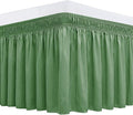 Biscaynebay Wrap Around Bed Skirts for Queen Beds 16" Drop, Sage Adjustable Elastic Dust Ruffles Easy Fit Wrinkle Resistant Silky Luxurious Fabric Machine Washable