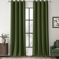 ChrisDowa 100% Blackout Olive Green Solid Curtains 120 Inches Long 2 Panels for Bedroom Living Room,Farmhouse Room Darkening Thermal Insulated Soundproof Grommet Top Window Treatment Drapes,52x120