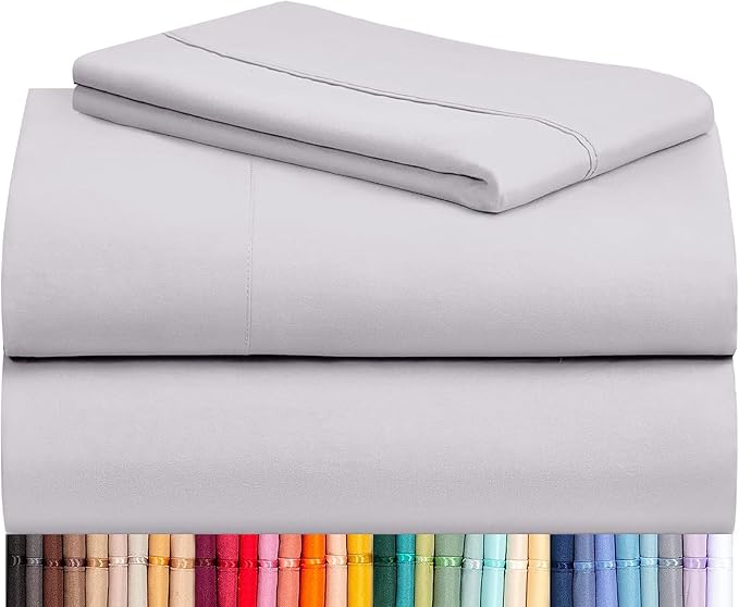 LuxClub 3 PC Twin XL Sheet Set, Deep Pockets Wrinkle Free Cooling Bed Sheets Hotel Bedding for Women, Men, Kids & Teens, Includes 1 Fitted Sheet, 1 Flat Sheet and 1 Pillowcase-Silky Soft Dove Gray