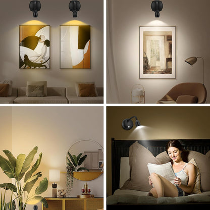 Cordless Spotlight Battery Operated, LED Picture Light, Dimmable Accent Light with Remote, Indoor Stick on Display Lamp for Plant Tree Photo Dartboard Painting Artwork Portrait