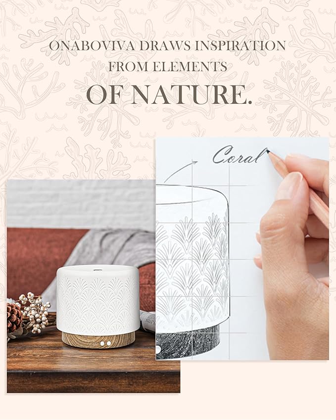 Essential Oil Diffuser, 280ml Aromatherapy Diffuser Ultrasonic Cool Mist Diffuser with Auto Shut-Off,Ceramic Diffuser for Home Office SPA Yoga