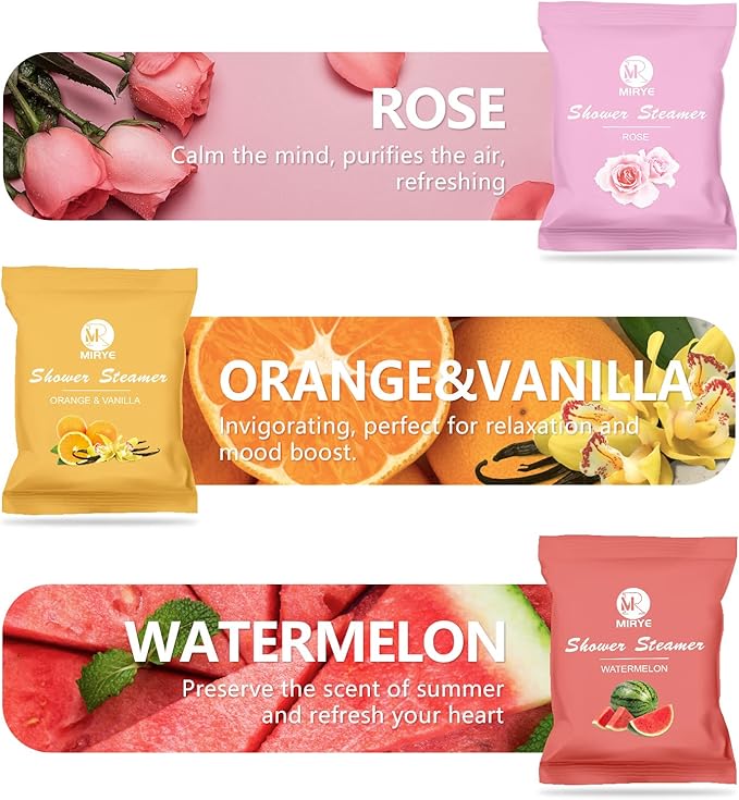 Shower Steamers Aromatherapy Birthday Gifts for Women Men, 24-Pack Stress Relief Organic Shower Bombs with Essential Oil, Stocking Stuffers White Elephant Christmas Gifts for Mom Wife Friends