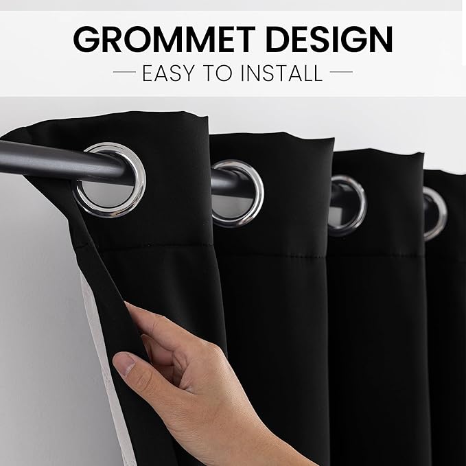 3-in-1 Layers Soundproof Curtains, Grommet Full Blackout Thermal Curtains for Living Room, Bedroom(1 Panel,Black,50" x 63")