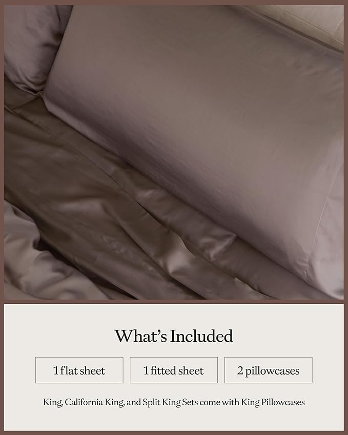 Cozy Earth Luxury Bed Sheet Set - 100% Viscose from Bamboo Fabric, Ultra-Soft & Breathable, Fits Regular & Deep Pocket Mattresses up to 20" - 4 Pieces King Sheet Set Walnut