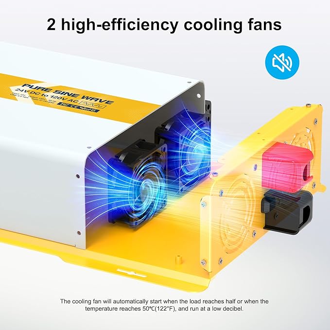 XWJNE 3000W Pure Sine Wave Power Inverter 24V DC to 120V GFCI AC Converter with LCD Display and Remote for Home, RV, Truck, Off-Grid Solar Power