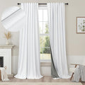 Blackout Curtains 92 Inches Long 2 Panels Set Modern Farmhouse Style Privacy Lightweight Black Out White Curtains & Drapes for Bedroom Aesthetic Dining Room Closet Door Cotton Linen Textured 92 length