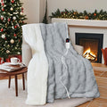 Electric Blanket, Heated Blanket with 6 Heat Levels & 10 Hours Auto Off, Soft Checked Flannel Fast Heating Blanket with ETL & FCC Certification (Gray, 90"X100")