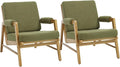 HEAH-YO Modern Accent Chair Set of 2, Upholstered Boucle Fabric Living Room Chair with Wooden Frame, Comfy Armchair with Thick Cushion for Bedroom Balcony, Green