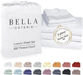 Bella Coterie Luxury Bamboo Viscose Split King Size Sheet Set | 2 Fitted Sheets for Sleep Number & Adjustable Beds | 100% Organically Grown | Cooling & Ultra Soft | 18” Deep Pocket [White]