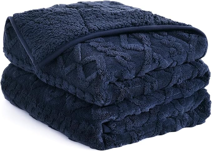 Topblan Weighted Blanket for Adults 20 lbs, Soft Cozy Warm Weighted Throw Blanket with Dual Sided Sherpa, Fuzzy Fluffy Adlut Heavy Blanket for Sleeping and Relaxing, Navy Blue, 60 x 80 inches