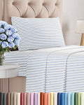 Twin XL Size 3 Piece Sheet Set - Comfy Breathable & Cooling Bed Sheets Set - Hotel Luxury Bedding for Women, Men, Kids, Teens, Boys & Girls - Deep Pockets and Wrinkle Free - Oeko-Tex - Blue Stripes 2
