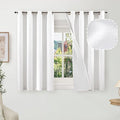 Short Blackout Curtains 45 Inch Length 2 Panels, Thermal Insulated Total Light Blocking Linen Window Curtains for Bedroom Basement Farmhouse Privacy Noise Reducing, Grommet, White, Each 52" Wide