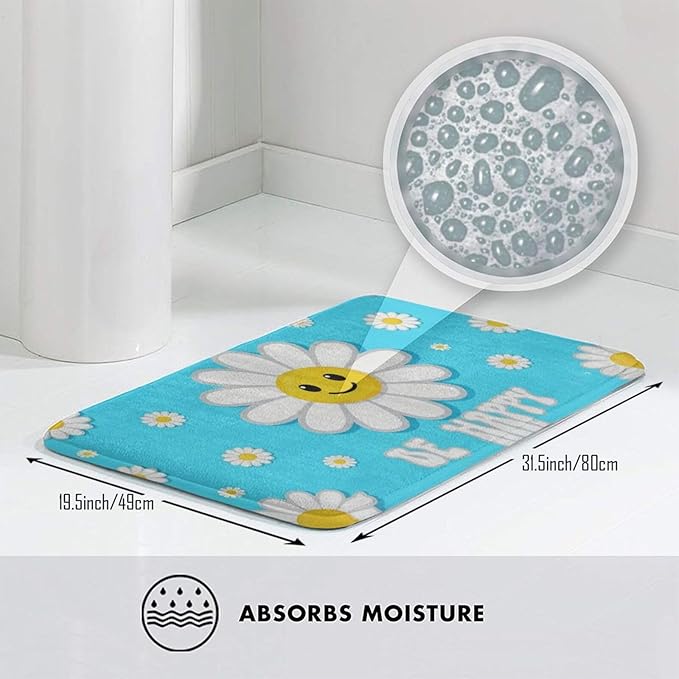 Cute be Happy Daisy Front Welcome Doormat, Anti Slip Floor Mat Dirty Resistant Floor Mat