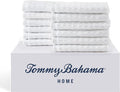 Tommy Bahama - Washcloths, Soft & Absorbent Cotton Towels, Low Linting & Fade Resistant, Oeko-Tex Certified (Northern Pacific White, 12 Piece)