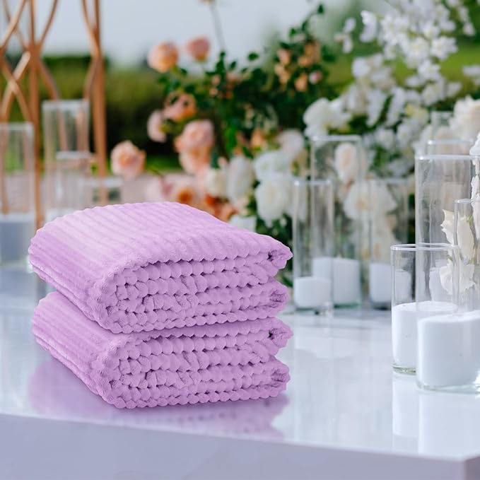 Buryeah 12 Pcs Flannel Throw Blanket Bulk 50 x 60 in Sleepover Blanket Outdoor Wedding Throw Lightweight, Oeko-tex Standard 100 Certified for Sofa Homeless Gifts (Lavender Purple)