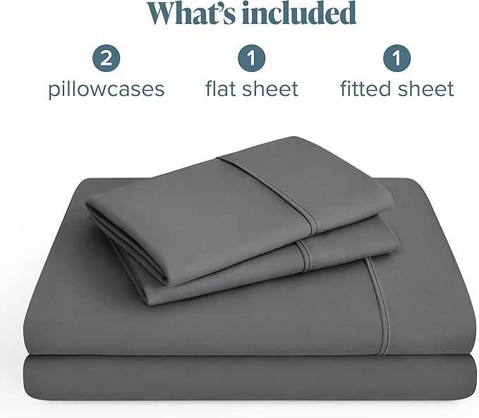 Bare Home Hotel Luxury Twin Sheet Set, Extra Soft - 4 Piece Set - Deep Pockets - Easy Fit - Cooling & Breathable - Wrinkle, Fade, Stain Resistant - Includes 2 Pillowcases (Twin, Grey)