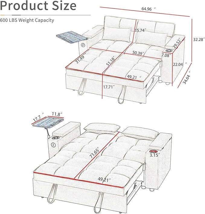65" Loveseat Sofa, Modern Couches for Living Room,Corduroy Recliner, Dual armrest Storage Space, Integrated Spring Cushion, Solid Wood Frame, Built-in USB Charging Port