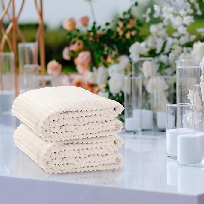 Buryeah 48 Pcs Flannel Throw Blanket Bulk 50 x 60 in Sleepover Blanket Outdoor Wedding Throw Lightweight, Oeko-tex Standard 100 Certified for Sofa Homeless Gifts (Beige)