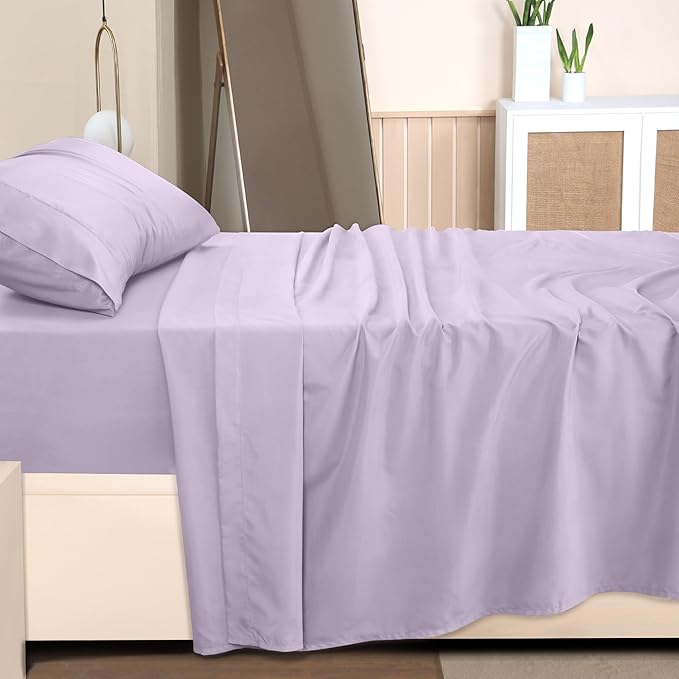 Utopia Bedding Twin XL Sheet Set – 3 Piece Bed Sheets for Twin XL Size Bed, Soft and Breathable Microfiber, Includes 1 Fitted Sheet, 1 Flat Sheet and 1 Pillowcase (Lavender)