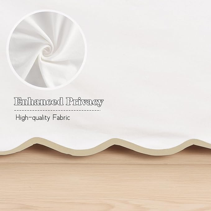 HIG Off White Chic King Bed Skirt - Easy Fit Scallop Edge Pleated Bedskirts, 14 Inch Drop Anti-Slip Dust Ruffle, Thick Fabric for Enhanced Privacy, Pre-Washed for Long-Lasting Use(N60022)