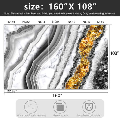 -Black and Gold Marbled Fabric Wallpaper Living Room Abstract Art Bedroom Bathroom Large Wall Mural- 160"x108"（ not Peel and Stick）