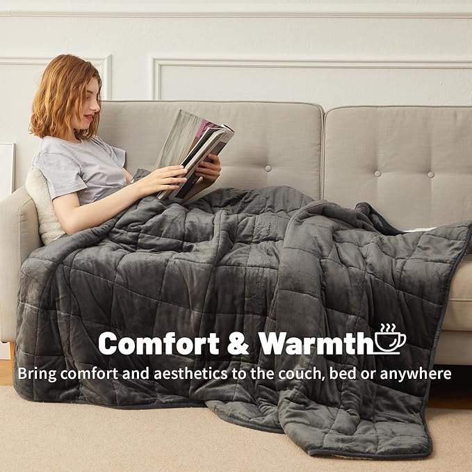 Weighted Blanket 20 lbs 60x80 inches, Sherpa Fleece Throw Blanket for Winter, Fuzzy Fluffy Soft Cozy Heavy Blanket for Couch Sofa, Plush Thick and Warm Blanket Queen Size Bed