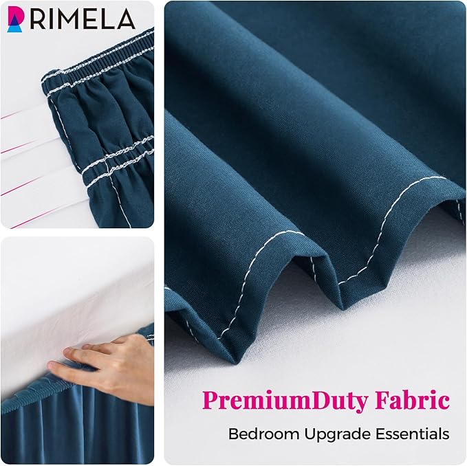 RIMELA Dark Teal Bed Skirt King Size 15 Inch Drop, Wrap Around Elastic Bedskirt, Dust Ruffle for Adjustable Bed Base Machine Washable Easy to Install Bed Skirts