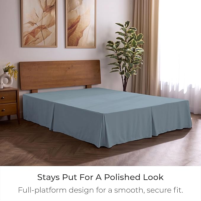 Mellanni Bed Skirt Twin XL Size - Bed Skirting - 15-Inch Tailored Drop Pleated Dust Ruffle - Hotel Luxury Bedding - Wrinkle, Fade, Stain Resistant - 1 Bedskirt (Twin XL, Blue Hydrangea)