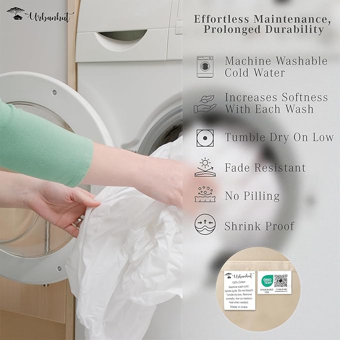 URBANHUT 800 Thread Count 100% Cotton King Size Sheets, Luxury 4 Piece King Bedsheets, Hotel Sheets Sateen Finish - Better Than Egyptian, 16" Elasticized Deep Pocket - Ivory