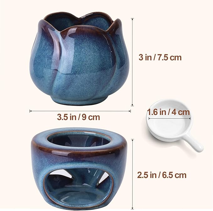 ComSaf Essential Oil Burner for Scented Oil, Ceramic Aromatherapy Aroma Oil Candle Diffuser, Tea Light Wax Melt Warmer, Essential Oil Burner with Tealight Candle Holder Home Decor Housewarming Gift