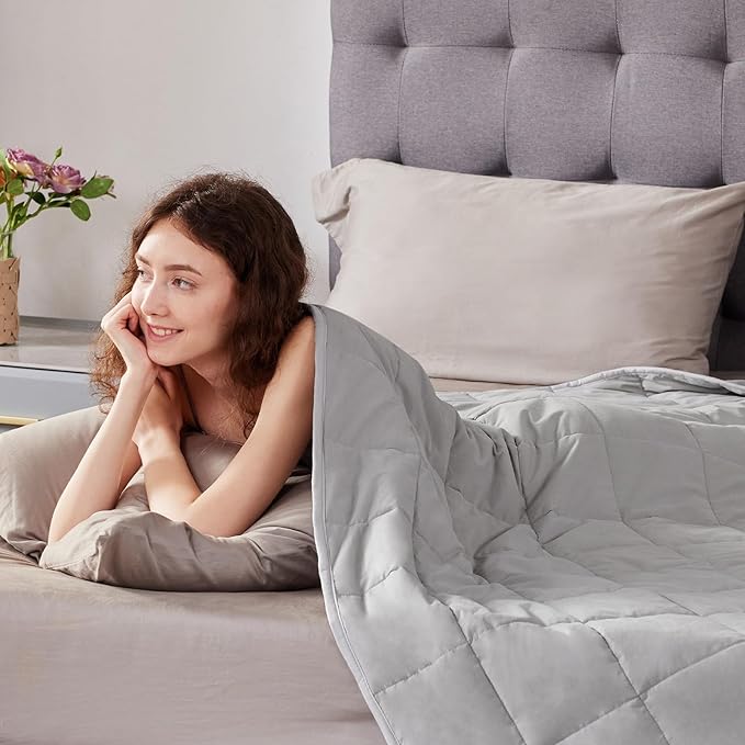 Weighted Blanket Queen Size (60"x80" 12lbs),Ultra Soft and Cozy Cooling Weighted Blanket Queen Size for Adult,Heavy Blanket with Machine Washable Soft Blanket, Stone Grey