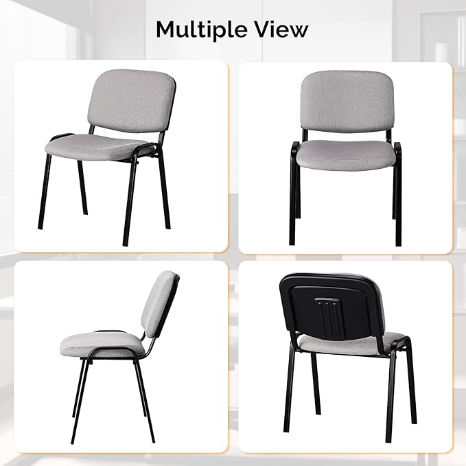VINGLI Waiting Room Stacking Chairs, 10-Pack Mesh Church Conference Stackable Chair Set, for Office Guest & Reception Meeting Rooms, Lobby, Simple&Space-Saving, Mesh-Grey