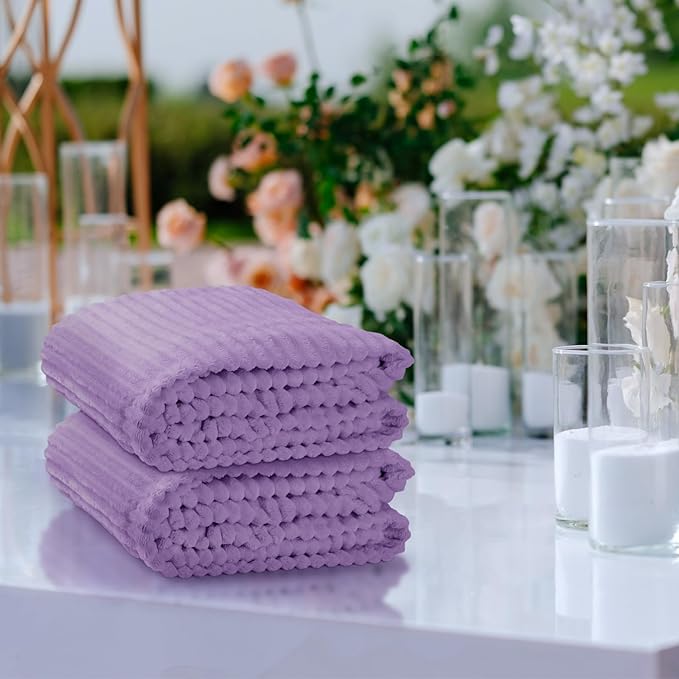 Buryeah 12 Pcs Flannel Throw Blanket Bulk 50 x 60 in Sleepover Blanket Outdoor Wedding Throw Lightweight, Oeko-tex Standard 100 Certified for Sofa Homeless Gifts (Pale Purple)